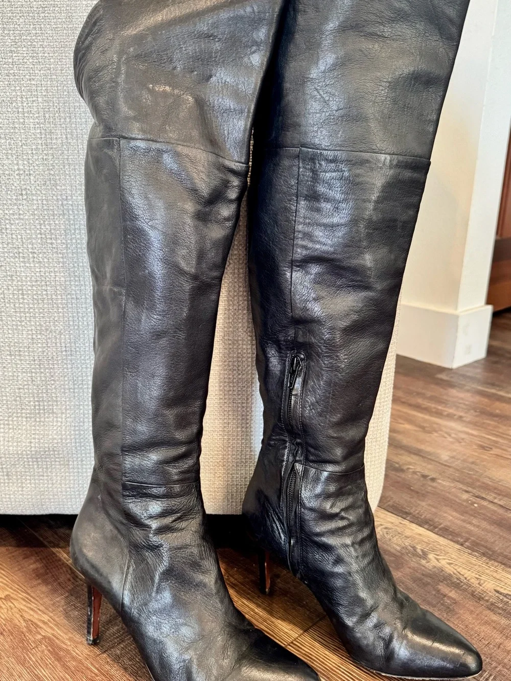 Vintage 90s/Y2K Coach Dalla Black Leather Over-the-Knee Stiletto Boots